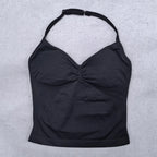 Verstellbares Sport-Neckholder-Oberteil Damen Rückenloses Gym-Top mit integriertem BH Yoga-Kleidung Ärmellose Shirts Workout-Outfits Tanktop