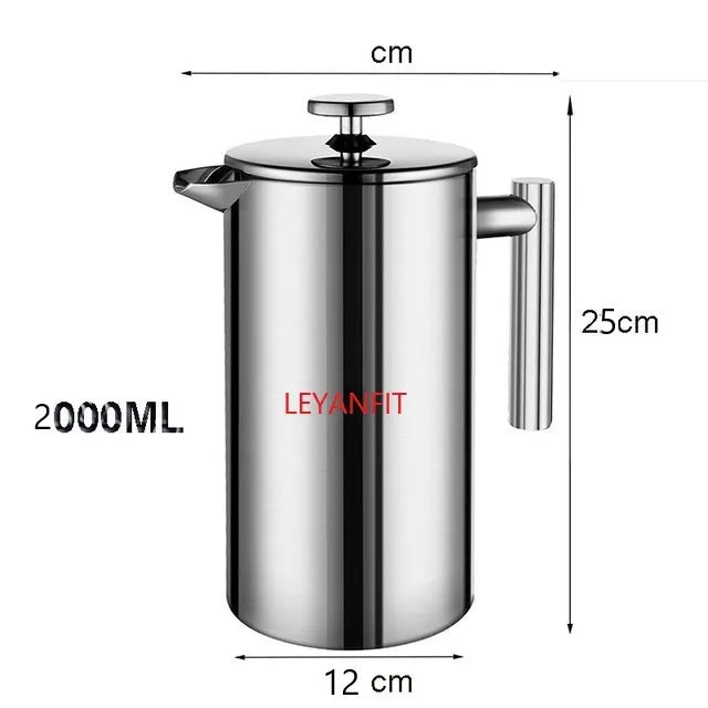1.5L Coffee Maker French Press Stainless Steel Espresso Coffee Machine French Press Double-Wall Insulated Coffee Tea Maker Pot
