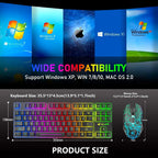 T87 Kabellose Tastatur-Maus-Set, Regenbogen-Hintergrundbeleuchtung, wiederaufladbare 2,4G Gaming-Tastatur, 2400 DPI Optische Gaming-Maus mit Mauspad