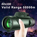 80x100 HD ZOOM Leistungsstarkes monokulares Teleskop Tragbares Fernglas Langstrecken-Teleskop Jagd Camping mit Stativ und Telefonclip