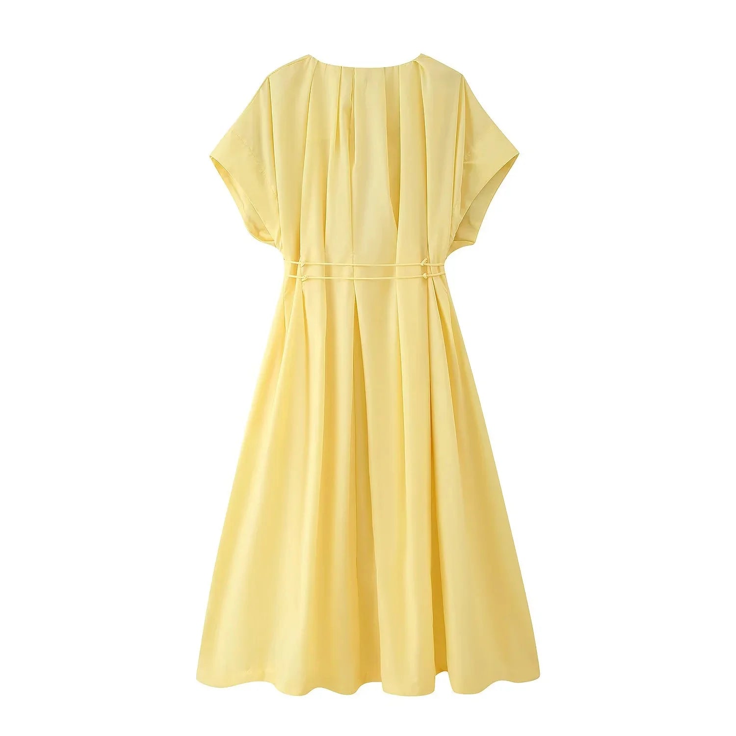 KONDALA 2026 Frühling Sommer Vintage Damenkleid Mode Einreihig Schärpen Drapierter V-Ausschnitt Ärmellos Schicke Braune Damenkleider