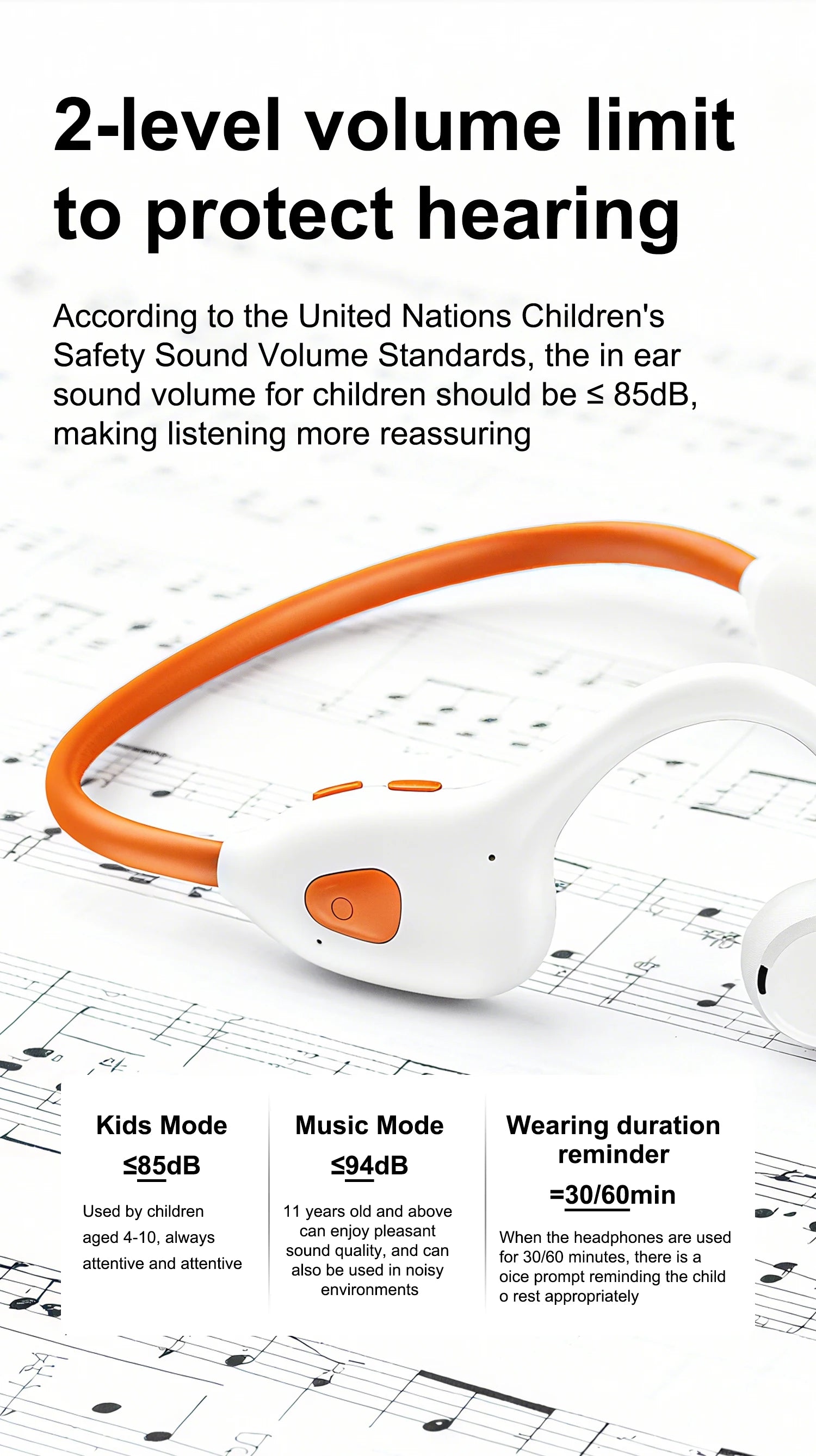 Air-Conduction-Stereo-Kopfhörer Kinder Open-Ear-Bluetooth-6.0-Ohrhörer Drahtlose Geräuschunterdrückung Lern-Musik-Headset Ohrbügel