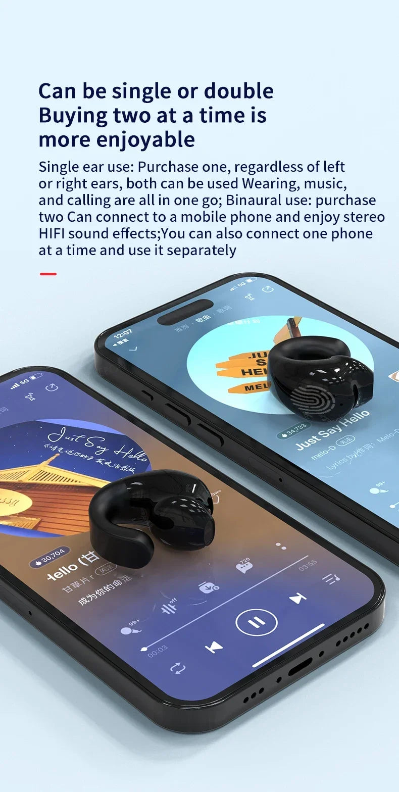 Kabellose Kopfhörer Bluetooth 5.3 Ohrhörer mit Mikrofon Einzelner In-Ear Sport Wasserdichte TWS Earbuds Bluetooth Freisprech-Headset