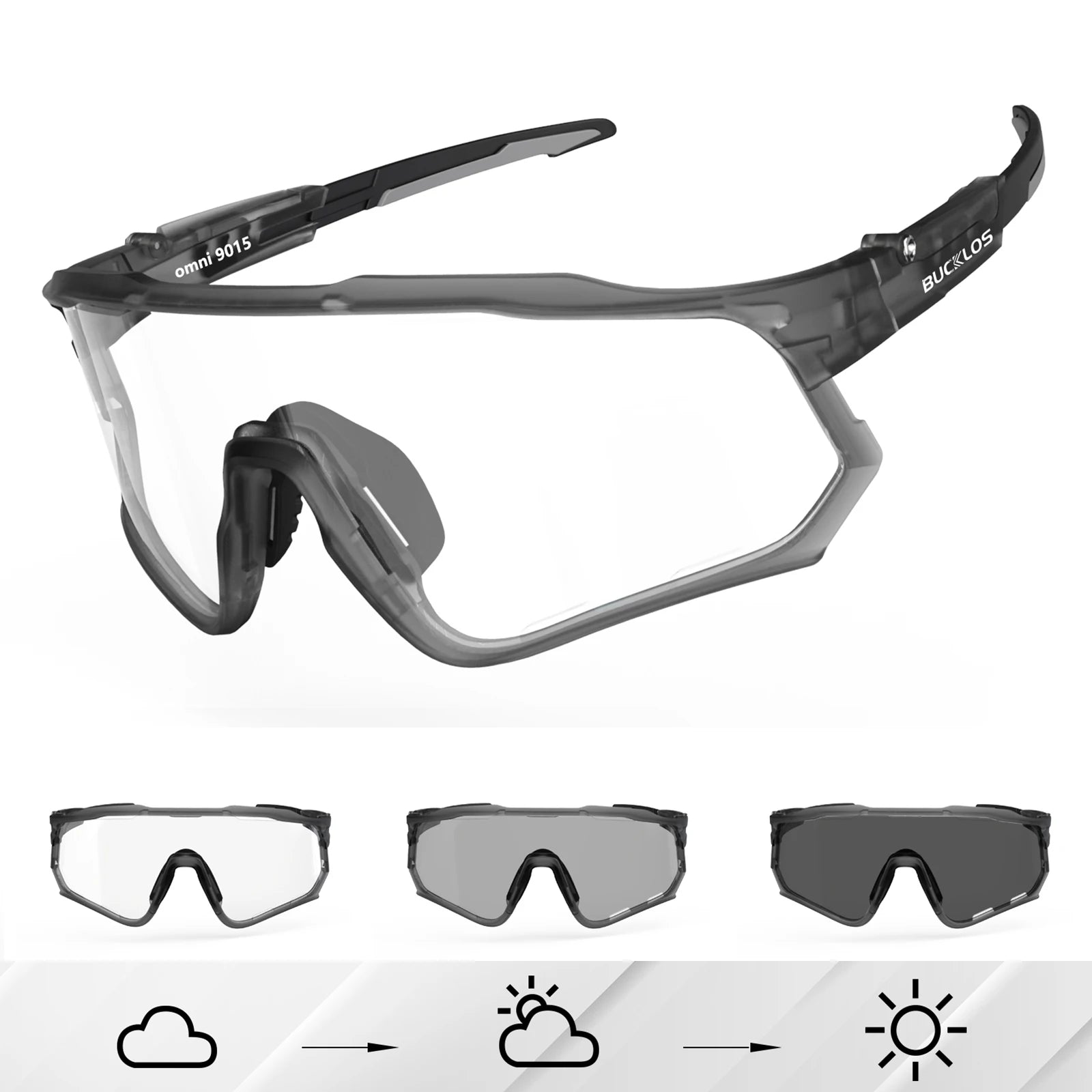 BUCKLOS Polarisierte Fahrradbrille UV400 Rennrad-Mountainbike-Brille TR-90 Rahmen Winddichte Outdoor-Sportbrille Fahrradteile