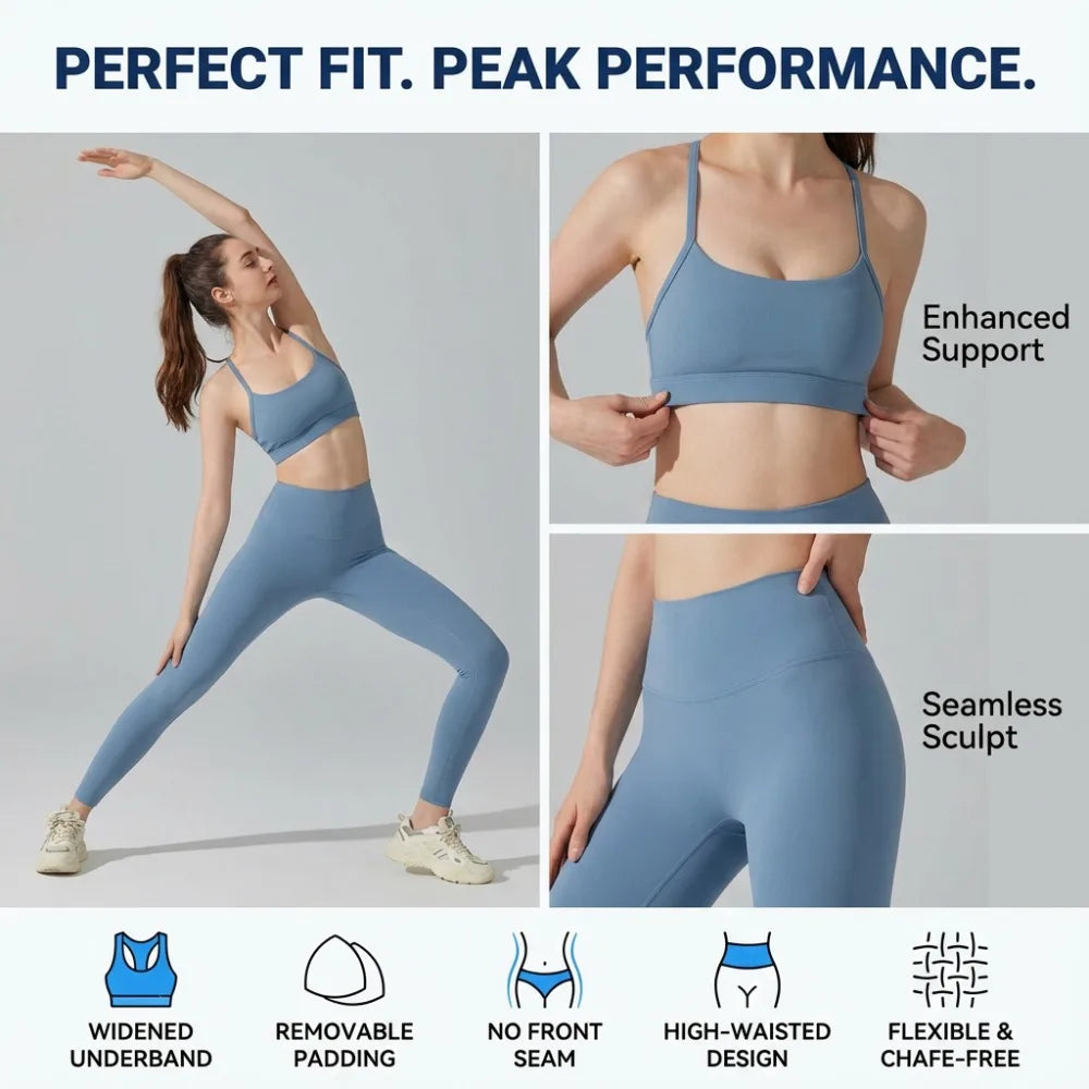 Activewear Set 2-teilig: Sport-BH & High Waist Leggings, Workout-Outfit für Yoga, Laufen, Fitness & Gym Kleidung für Damen