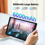 10-Zoll-Tablet, Android 14, Quad-Core-Prozessor, 4 GB RAM (2 GB + 2 GB erweiterbar), 32 GB Speicher, Wi-Fi, Dual-Kameras, 6000 mAh