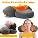 Elektrisches Nackenmassagegerät, Nackenkissen, Heiße Kompresse, Nackenstreckung, Heizung, Vibration, Nacken-Schultermassagekissen, Rückenstreckung