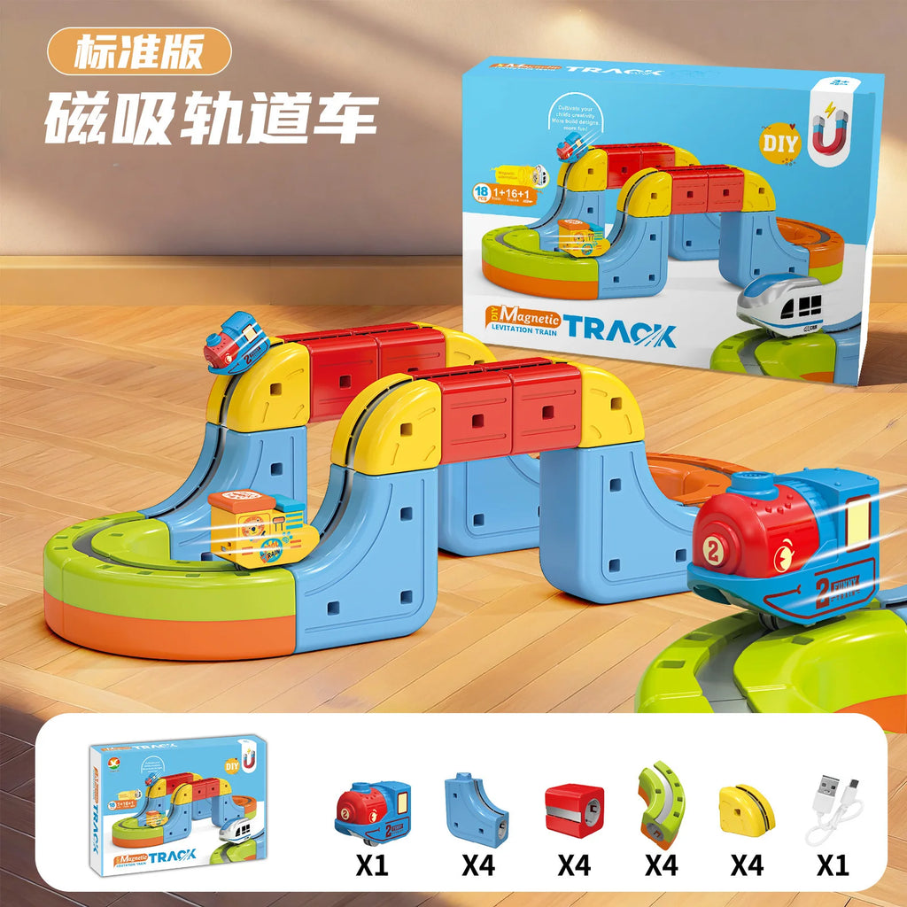 Magnetisches Bullet Train Set für Kinder mit elektrischer Lokomotive, DIY-Gleisbausteinen, pädagogischem MINT-Bauspielzeug, Geburtstagsgeschenk