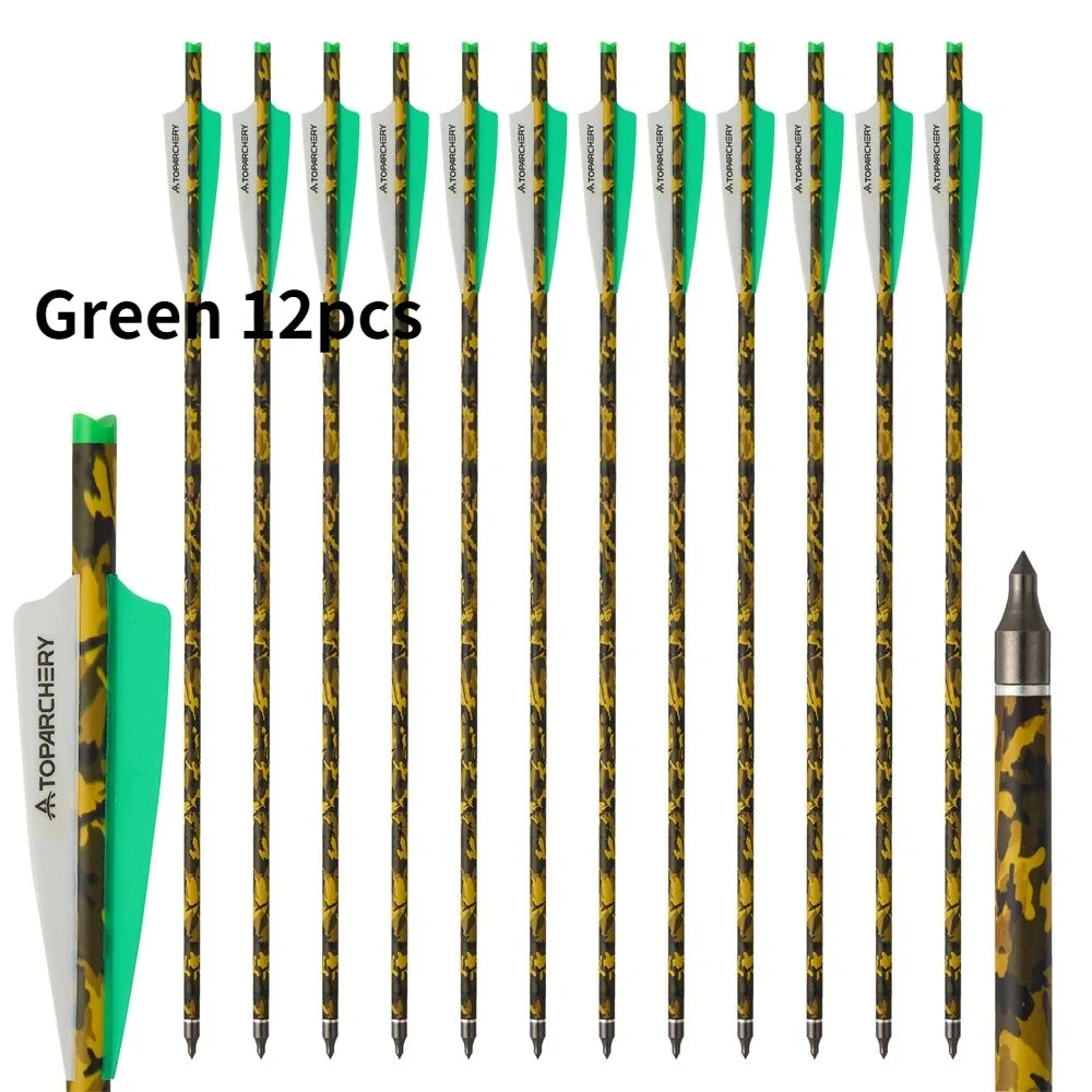 6/12/24 Stück 20'' Armbrustbolzen Carbonpfeil mit 4-Zoll-Feder ID7.6mm Outdoor Jagd Sport Praxis Armbrustpfeile