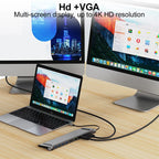 11-in-1 USB C Dockingstation mit 4K HDMI-kompatibel VGA Ethernet USB C Dock 100W PD SD/TF Audio Typ C Hub 1* USB 3.0 3*USB2.0