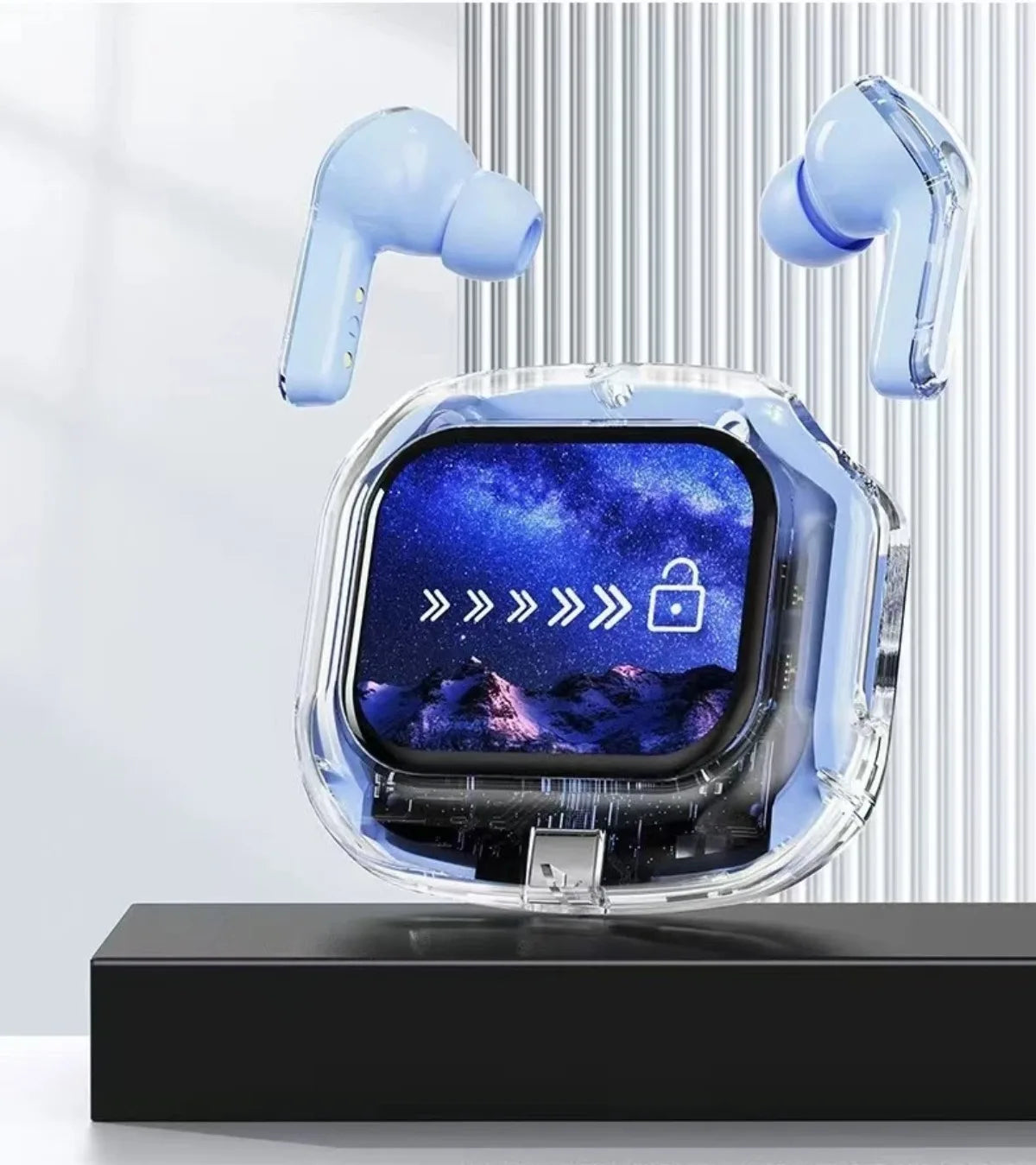 Übersetzung Kopfhörer mit Touchscreen Kabellos Bluetooth 5.4 Smart Earphone HiFi Audio Hohe Qualität Transparente Hülle Headset
