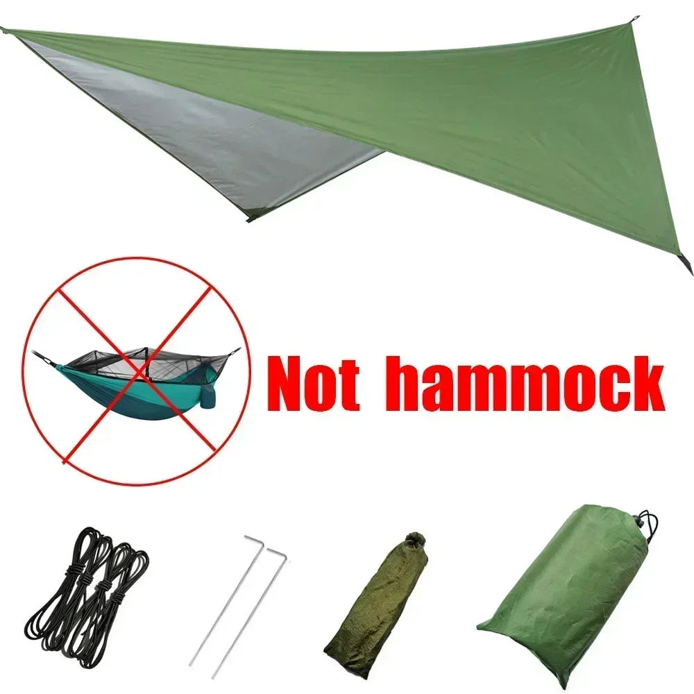 260x140cm Camping Hängematte Doppelgröße Fallschirm mit Moskitonetz Regenschutz Tarp Leicht für Wandern Reisen