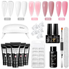 24-teiliges Set 20ml Poly Nail Extension Gel Kit Mini-UV-Lampe Versiegelung mit Basislack Überlack Professionelles Poly-UV-Nagelgel-Kit Starter-Kit