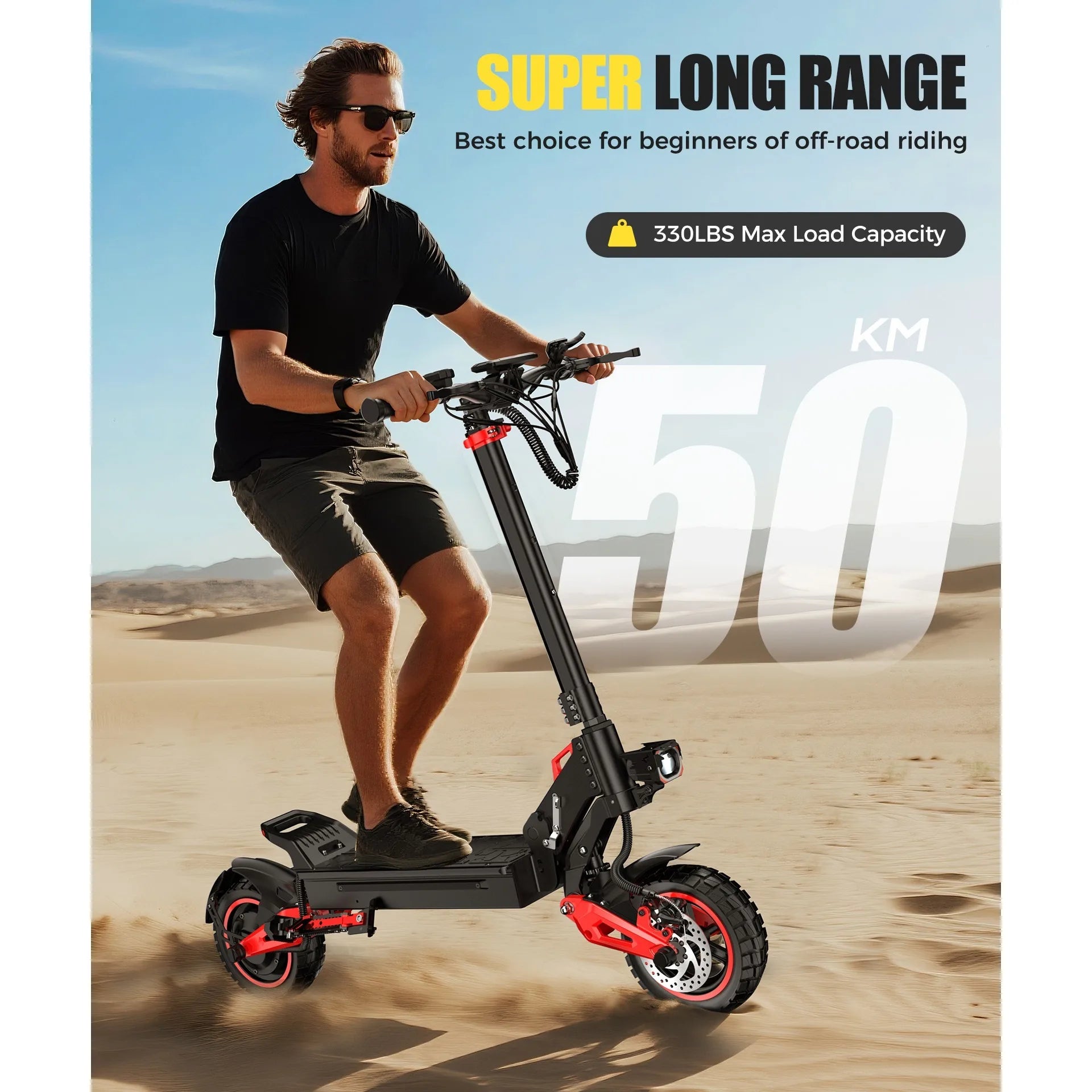 J15MAX Elektroroller für Erwachsene, 1600W Leistungsstarker Motor, 40-50 Meilen Reichweite, 50 km/h Höchstgeschwindigkeit, E-Scooter mit Vorder-/Hinterradfederung, 10" Reifen