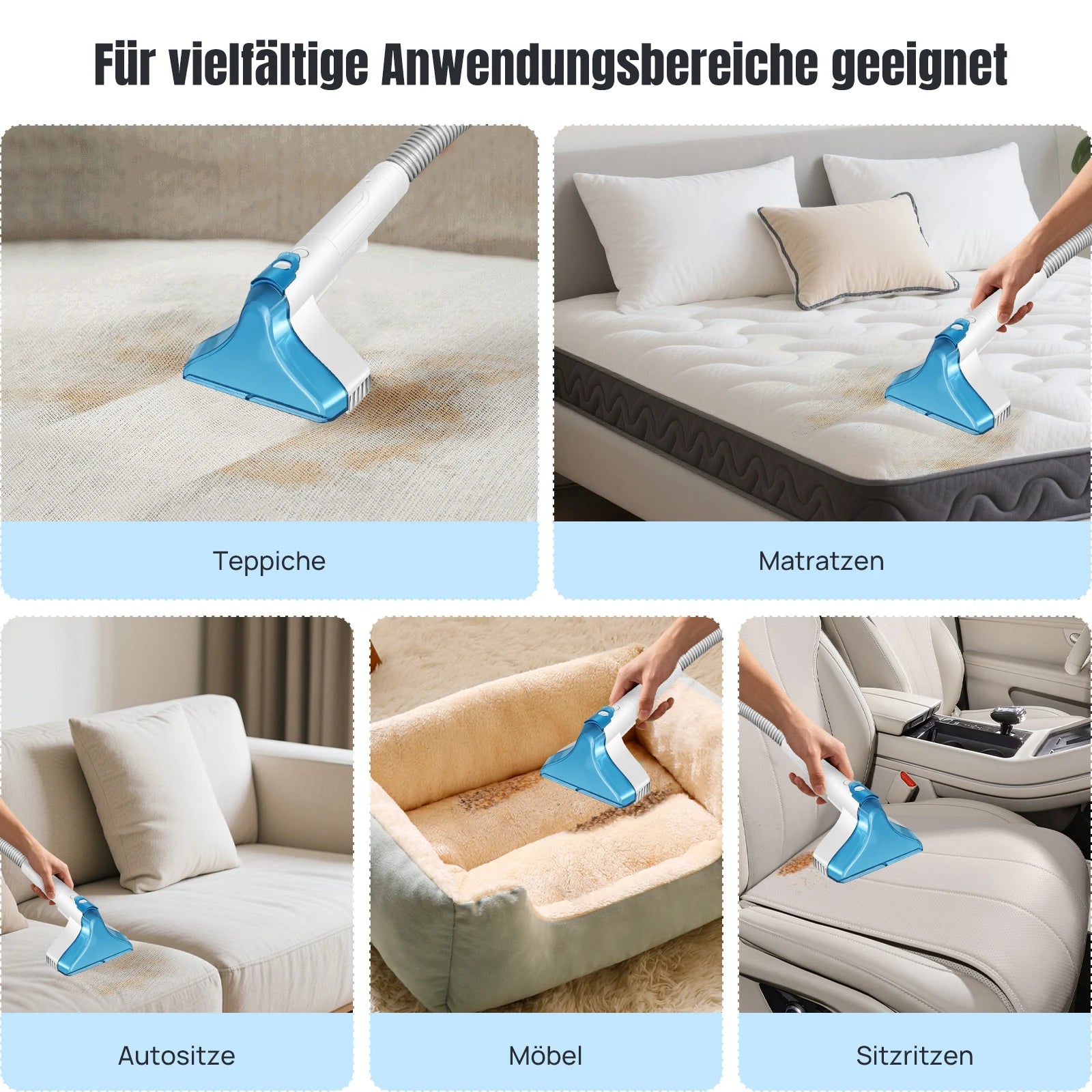BRIEFNESS Akku-Polsterreiniger, 2 Batterien, Fleckenentferner für Sofa, Matratze & Autositz, Tiefenreinigung bei Tierflecken für Stoff Zweitbild