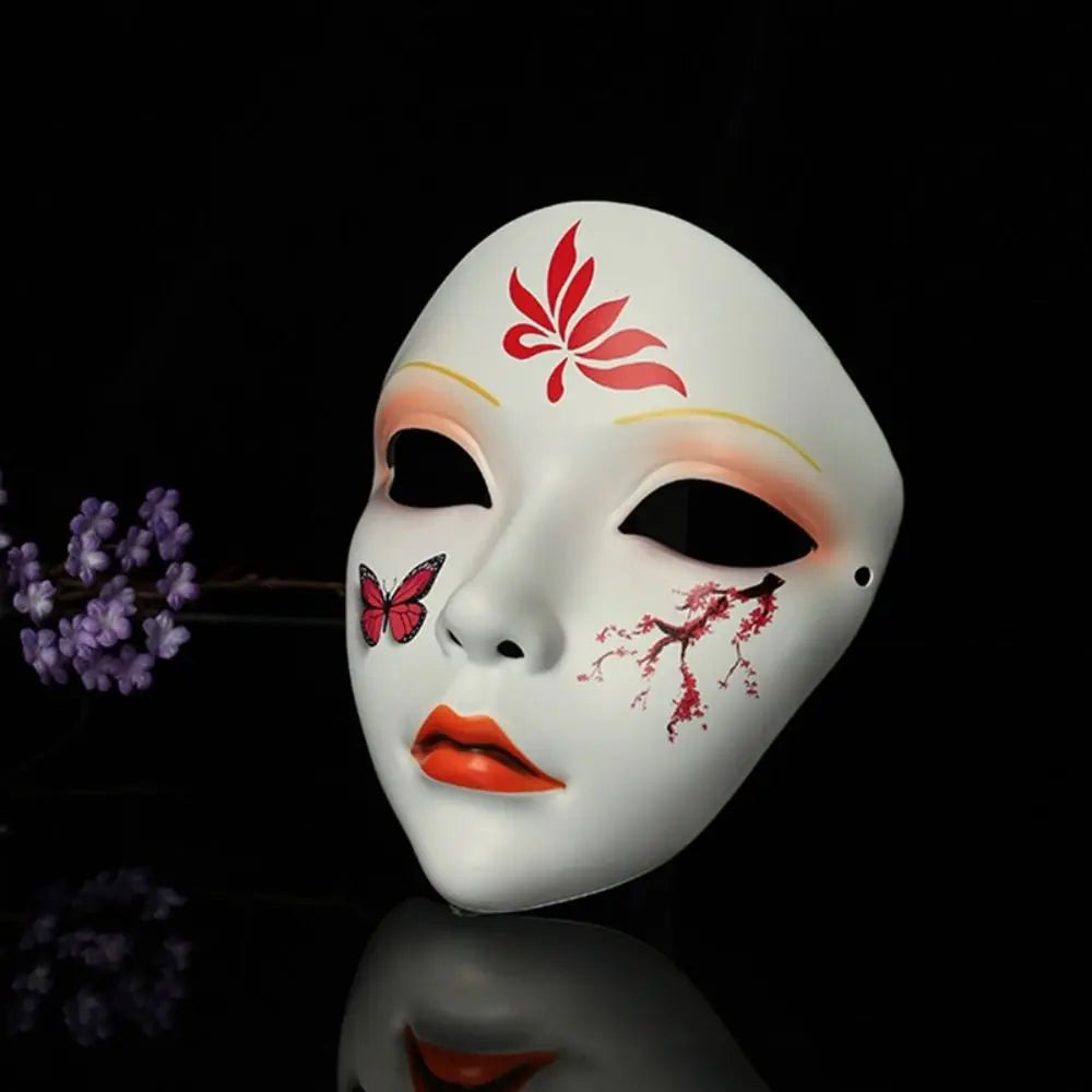 Party Supplies Vollgesichts-Cosplay Geisha Maske Blumen-Verkleidung Hanfu Cosplay Maske Maskerade Gruselige japanische Maske Kinder