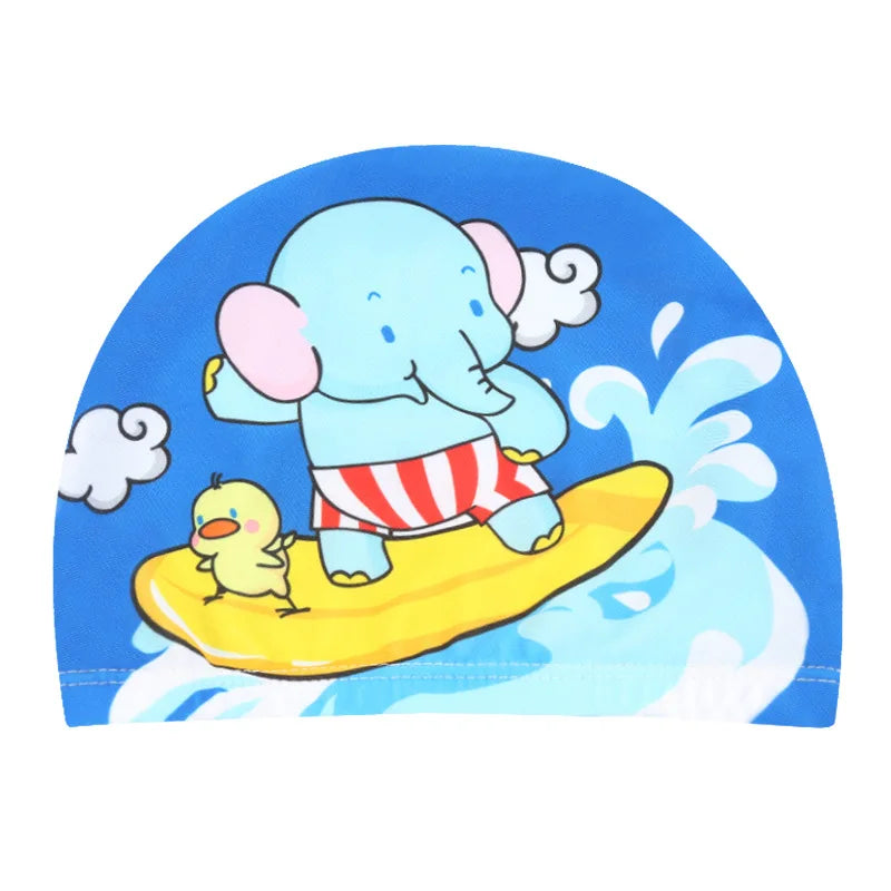 Kids Swim Cap Cartoon Pattern High Elastic Ear Protection Breathable for Pool Swimming Boys Girls Comfort Fit