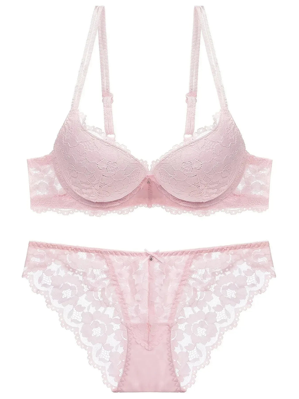 1 Set Elegantes Dessous-Set aus Spitze mit Stickerei und atmungsaktivem Stoff: Push-Up-BH, transparenter Schlüpfer mit tiefem Bund – das ultimative Valentinstagsgeschenk