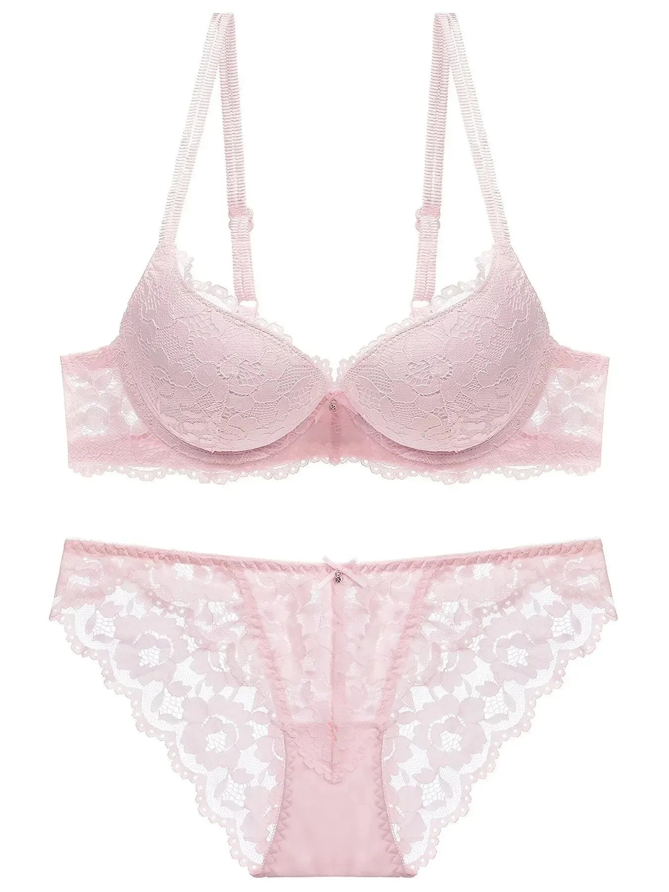 1 Set Elegantes Dessous-Set aus Spitze mit Stickerei und atmungsaktivem Stoff: Push-Up-BH, transparenter Schlüpfer mit tiefem Bund – das ultimative Valentinstagsgeschenk