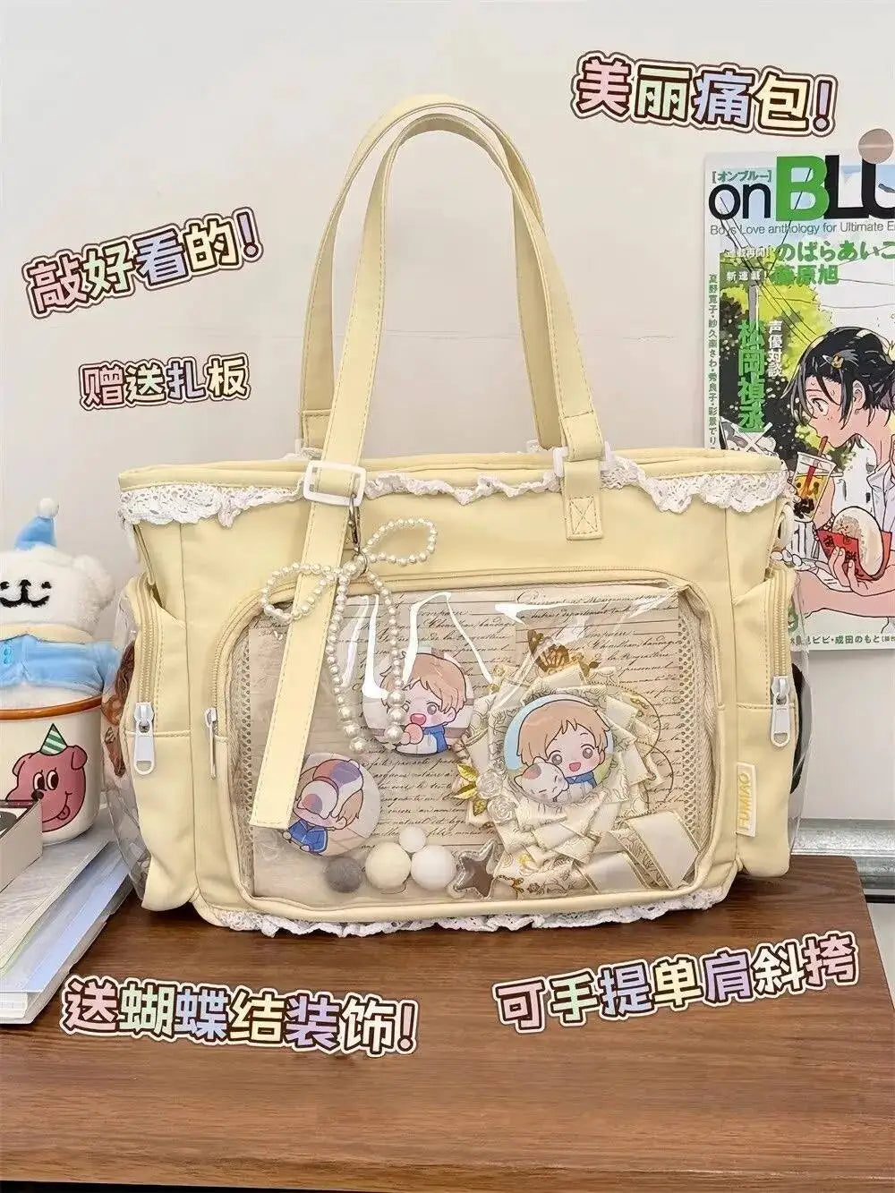 Neue Y2K Süße Japanische Ita Bag Lolita Mädchen Transparente Umhängetasche Große Kapazität Umhängetasche Lässige Tasche DIY Display Handtaschen
