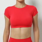 Hearuisavy Sommer Personalisierbare Sportshirts Workout Sportbekleidung Rückenloses Yoga-Kleidungsstück Brustpolster Sport Crop Tops Gym Top Damen