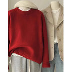Weicher, wachsartiger Rundhals-Pullover aus 100 % reinem Kaschmir für Damen, lockerer Pullover, Herbst- und Winter-Kurzpullover
