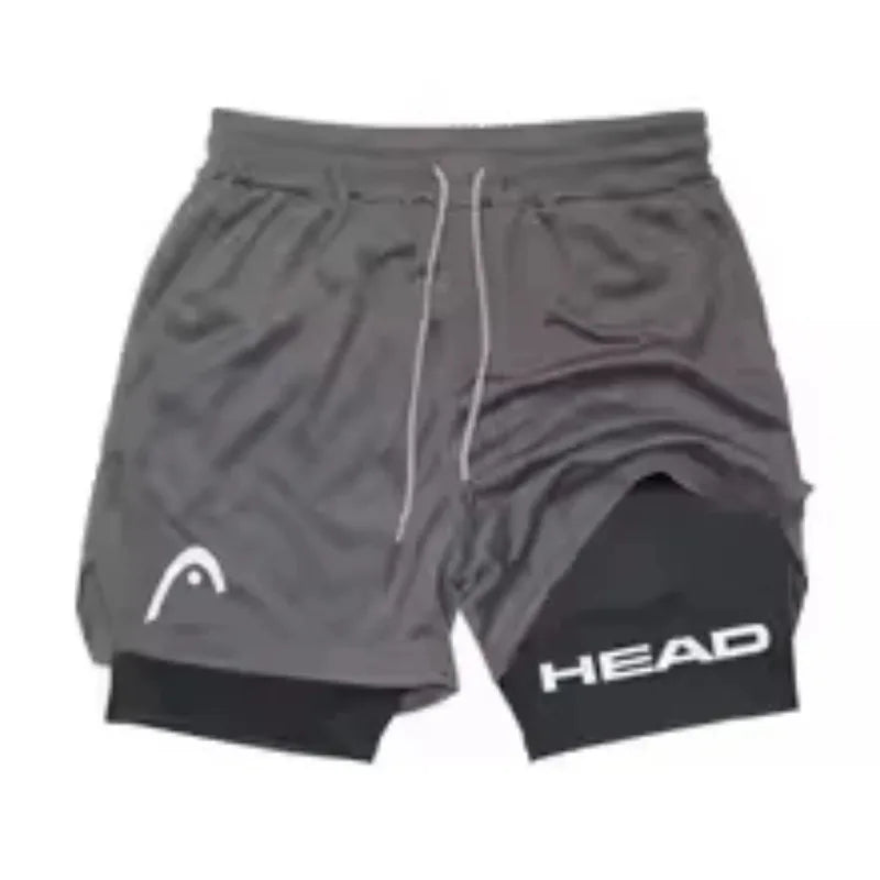 Laufshorts Herren Fitnessstudio Training 2-in-1 Sport Kompression Mode Schnelltrocknend Workout Harajuku Jogging Doppellagig Sommer