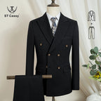 ST Cassy Dunkelblau Eleganter Herrenanzug 2-teiliges Set Moderne Hochzeitsanzüge für Herren Stilvoller Business-Büroanzug