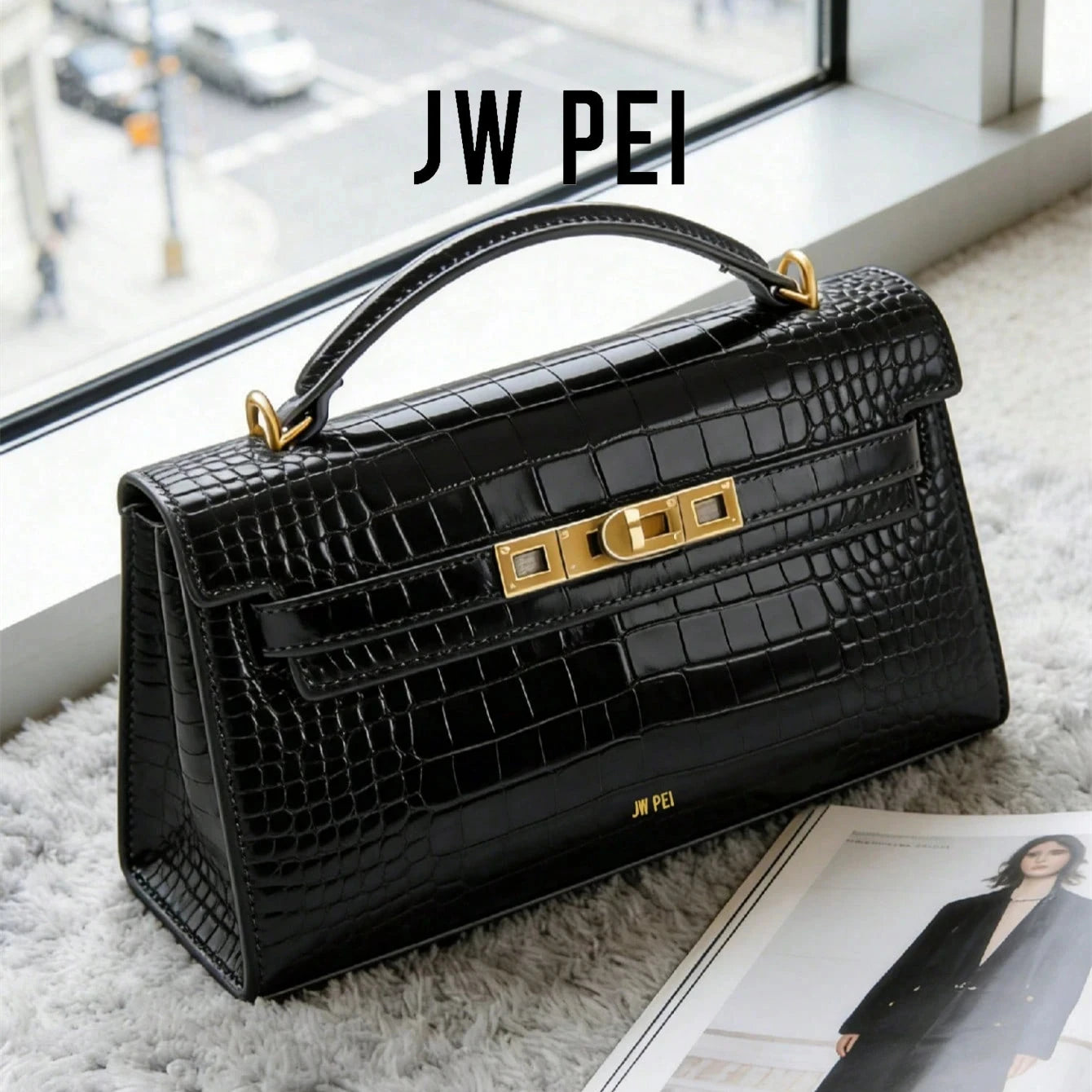 Luxury Leather and Woven Handbag with Vintage Metal Buckle, Elegant Short Handle, Stylish Women’s Tote for Evening & Daily Use Main image