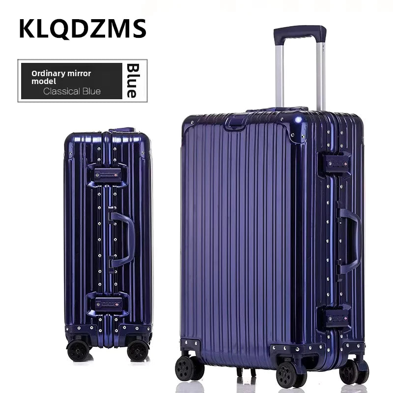 KLQDZMS Deutscher Koffer aus Aluminium-Magnesium-Legierung, 20 Zoll, Handgepäck, 28 Zoll, großes Fassungsvermögen, Reisekoffer aus Leder für Geschäftsreisen