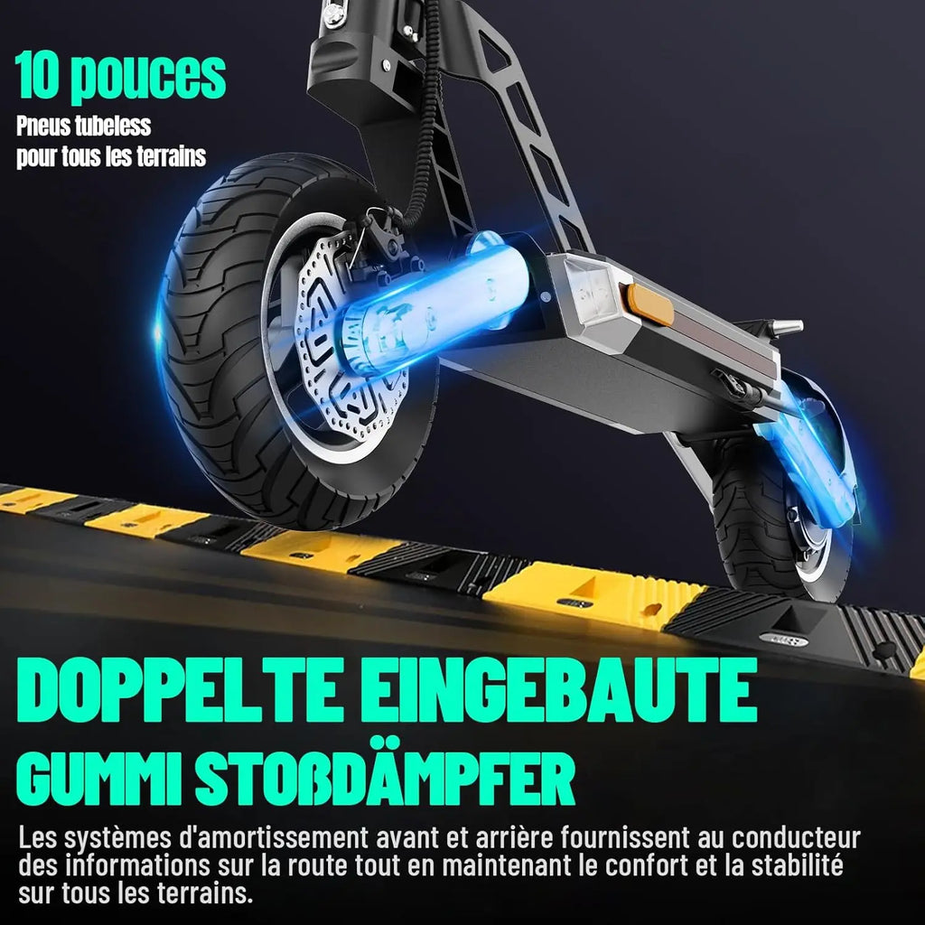 TODIMART G2 ABE E-Scooter, 48V 13Ah, 500W, 40-45km Reichweite, 20km/h, Doppelte Stoßdämpfer, Doppelte Scheibenbremsen, 10-Zoll Offroad-Reifen