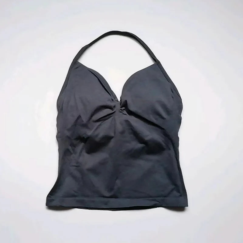 Gym Schöner offener Rücken BH Laufen Training Impact Neckholder Longline Trägertop Sport Yoga Weste Damen Fitness Tank Top