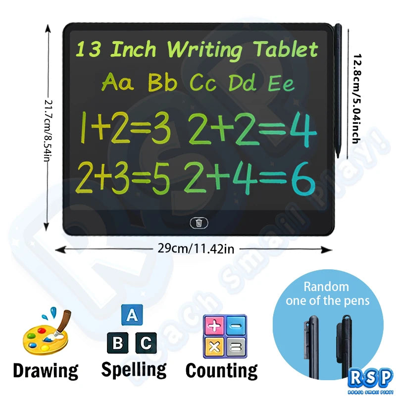13/16 Zoll LCD Zeichentablett Schreibtafel Farbe Doodle Zähltafel Pädagogisches Spielzeug für 3-12 Jahre Kinder Geschenke