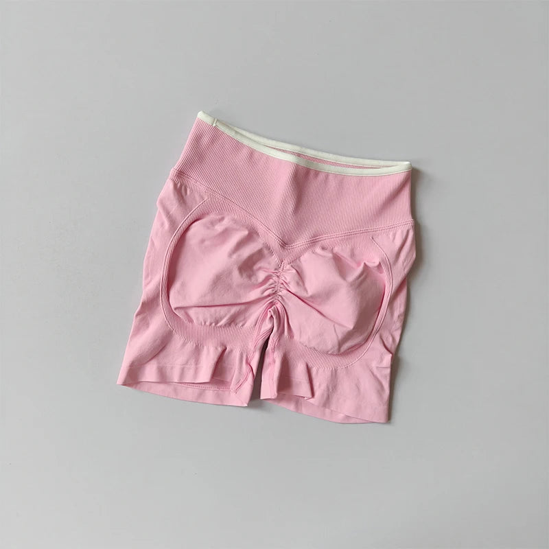 2-TEILIGER Yoga-Anzug Nahtlos mit Brustpolster Enge Sport-BHs und High-Waist-Shorts zum Draußen Tragen, Laufen, Training, Fitness, Yoga-Set