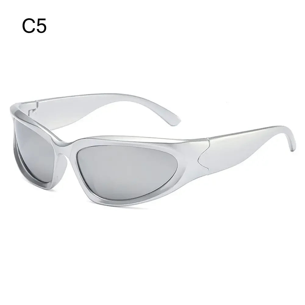 Neue Y2K Randlose Punk-Sonnenbrille Goggle Damen Herren Luxusmarke Wrap Around Sonnenbrille Fünf Sterne Eyewear Sport One Piece Shades