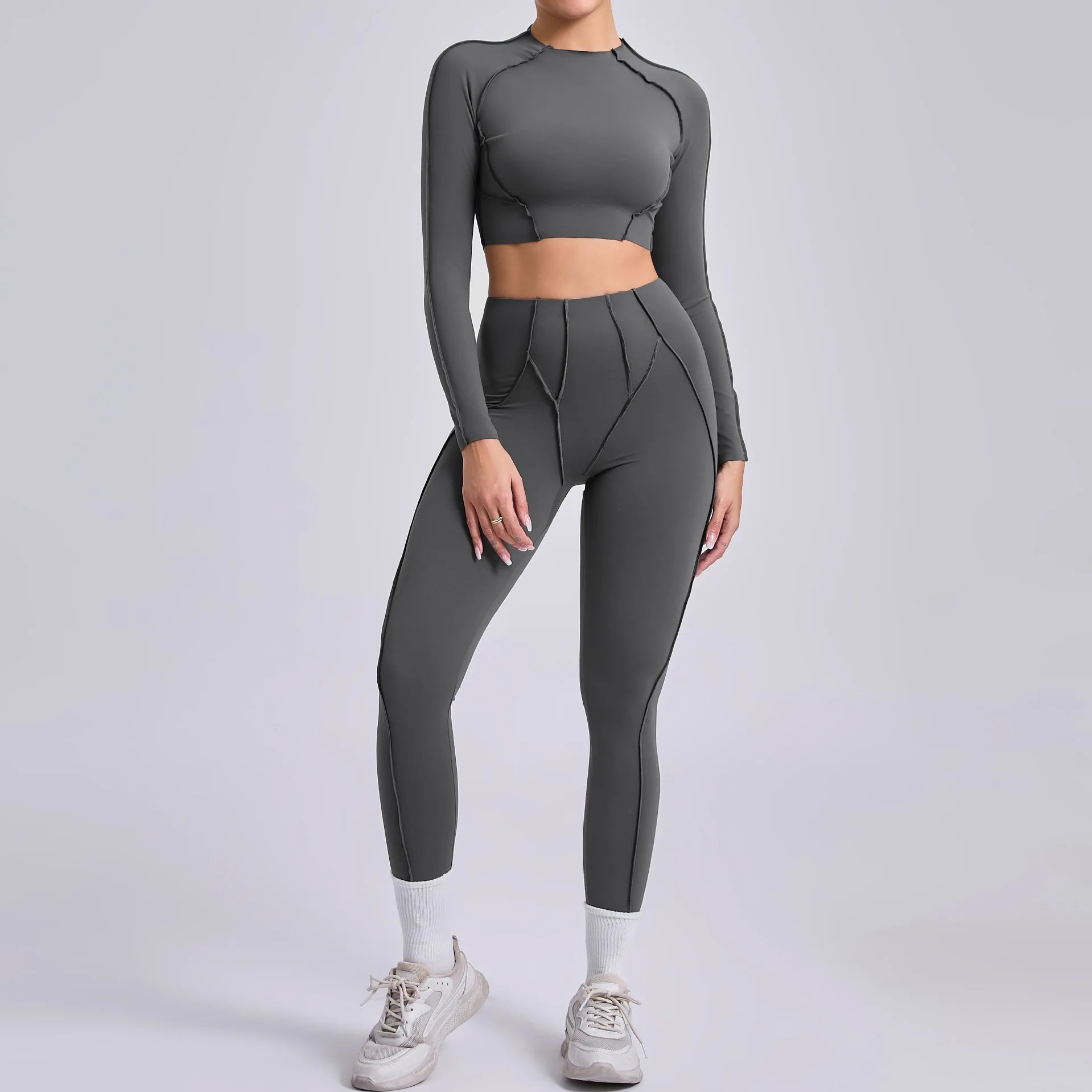 Nahtlose Yoga-Sets Sport-Fitness Hochbund-Hüfthebe-Formhose Rückenfreier BH-Anzug Workout-Gym-Leggings-Sets für Damen