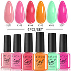 LILYCUTE 6PCS Gel-Nagellack-Set Sommer Neon Nagellack-Gel-Kits für DIY Nagel Semi-Permanenter UV-Lampe Gellack Nagellack-Set