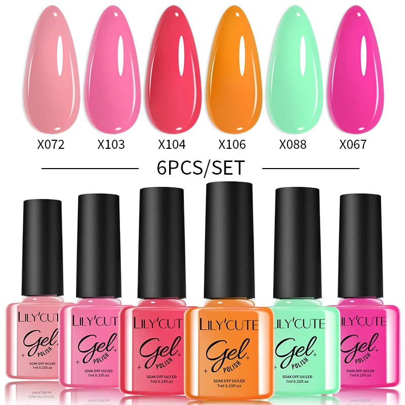 LILYCUTE Nagelgel-Politur-Set, Rosa Grün, Frühling, DIY-Nagelkunst-Design, lang anhaltend, Soak Off UV Gel, Maniküre, Malgel, Vernis-Kit