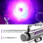 ALTHY UV-Ultraviolett-Wassersterilisator Wasseraufbereitungssystem Desinfektionslampe + Durchflussschaltersteuerung Edelstahl 1 GPM
