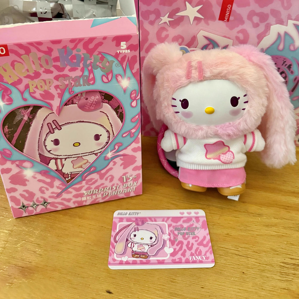 Echte Hello-Kitty Pop Star Samt-Anhänger-Serie Vinyl-Puppe Überraschungsbox Trendiges Kawaii Überraschungsgeschenk Süßes Trendiges Überraschungsbox-Spielzeug