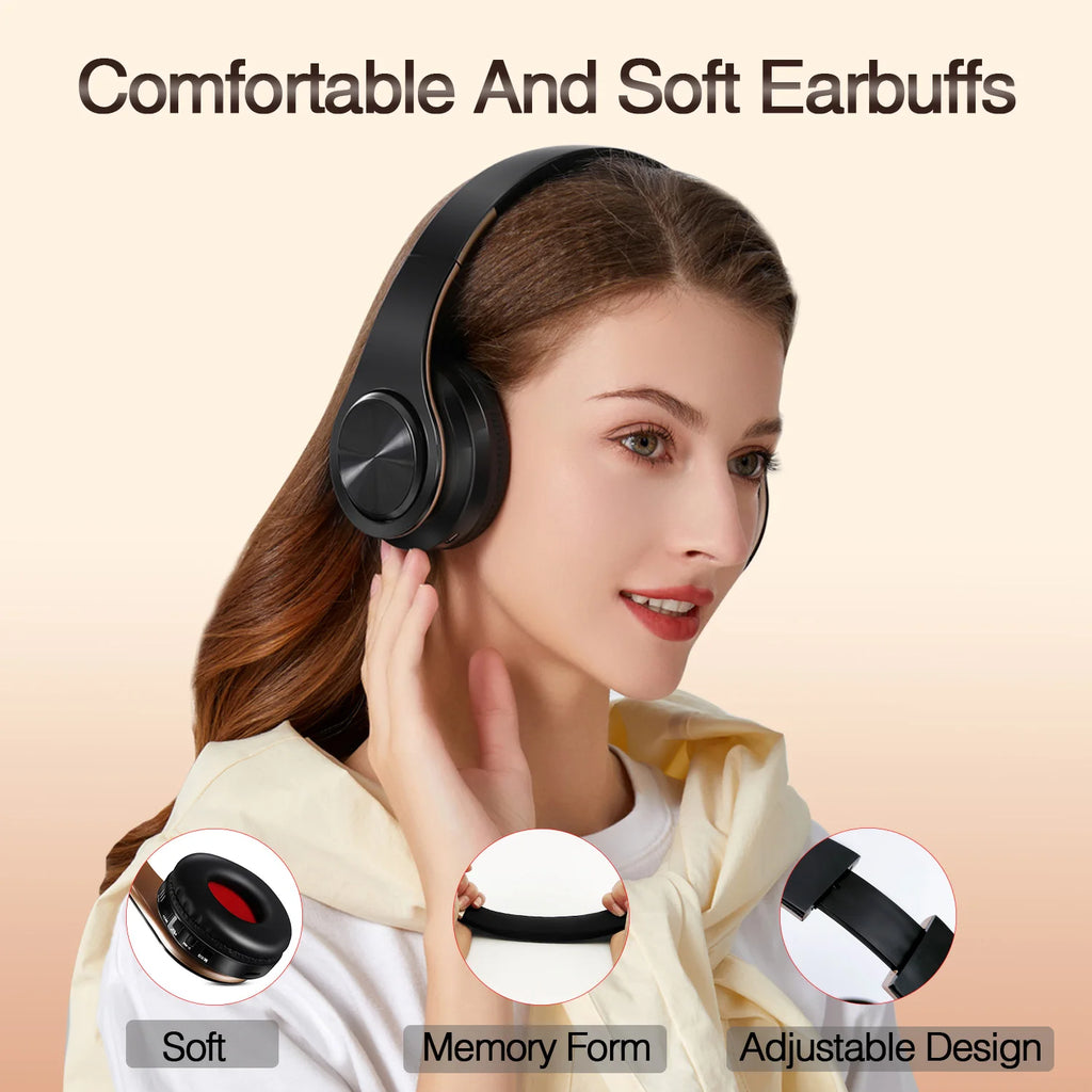Herren Geschenk Gold Wireless Kopfhörer Bluetooth Kopfhörer Stereo Headset Spiel mit eingebautem Mikrofon, universell für Android und iOS