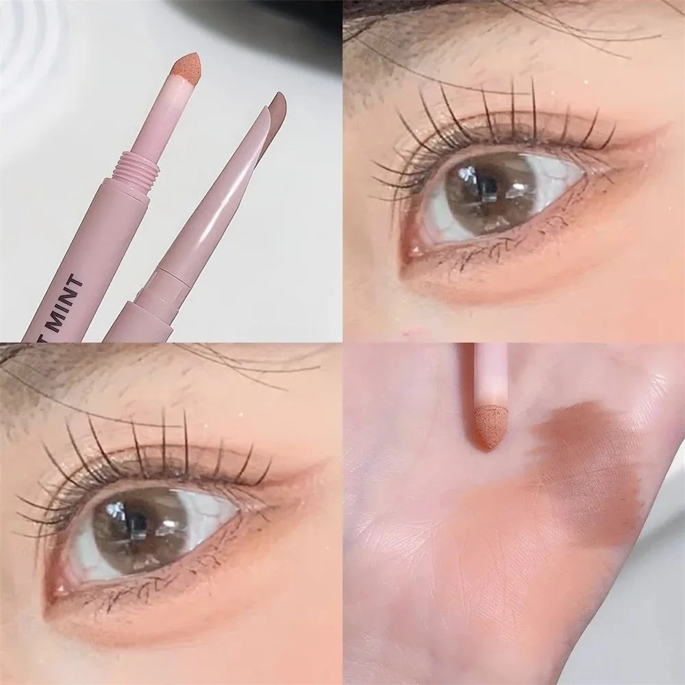 Doppelseitiger Lying Silkworm Eyeliner Pencil Diamond Glitter Matt Aegyosal Pen Aufhellende Creme-Lidschatten-Highlighter-Augen-Make-up