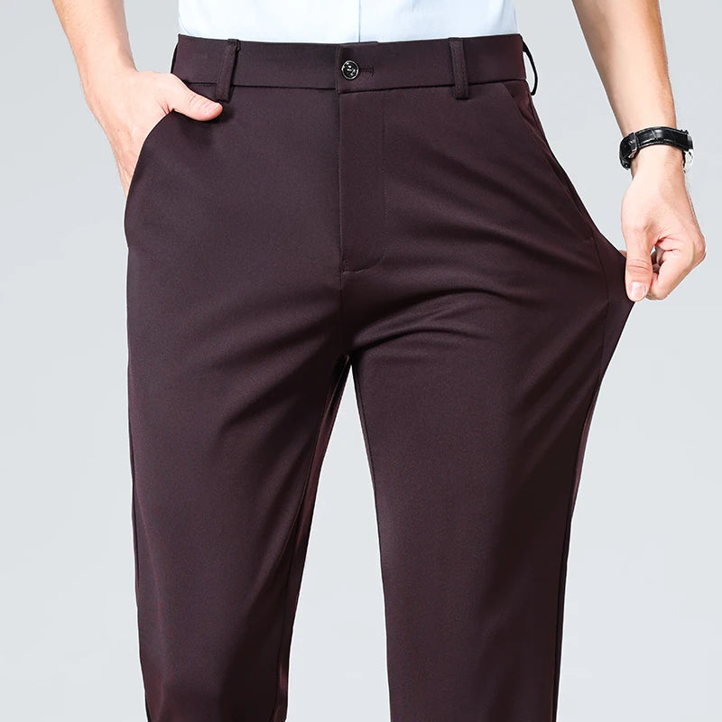 Sommer Herbst Dünne Hose Herren Anzugshose Business Hose Arbeitshose Qualität Business Casual Hose Schwarz Weinrot Lange Hose Hauptbild