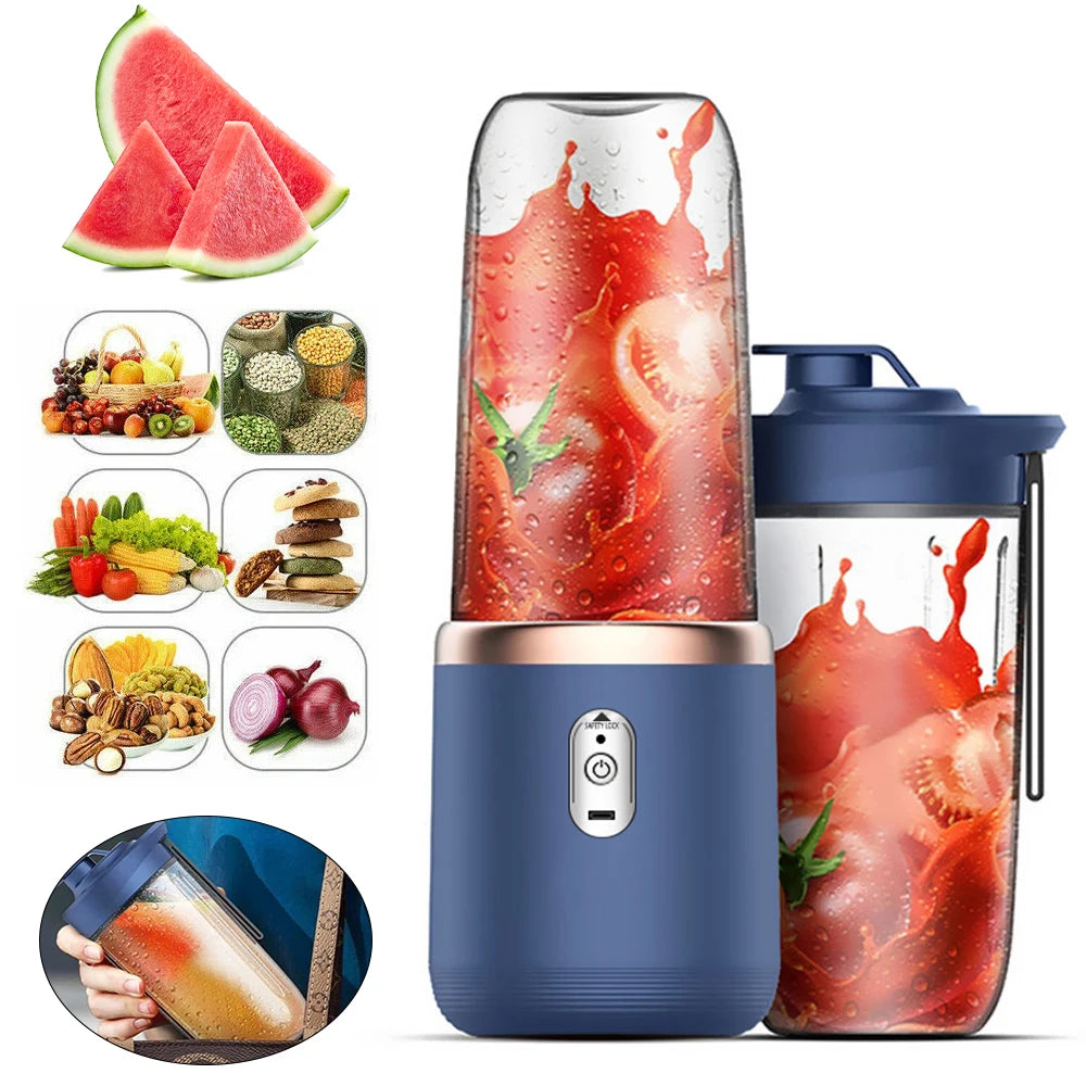 400ml Mini-Mixer 6 Klingen, tragbarer Smoothie Maker mit 21000 U/min, USB wiederaufladbar, multifunktionaler Entsafterbecher für Milchshakes