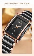 LIGE Mode Elegante Damenuhr Japanisches Uhrwerk Keramikarmband Luxus Damen Armband Quarzuhren Geschenke Reloj Mujer