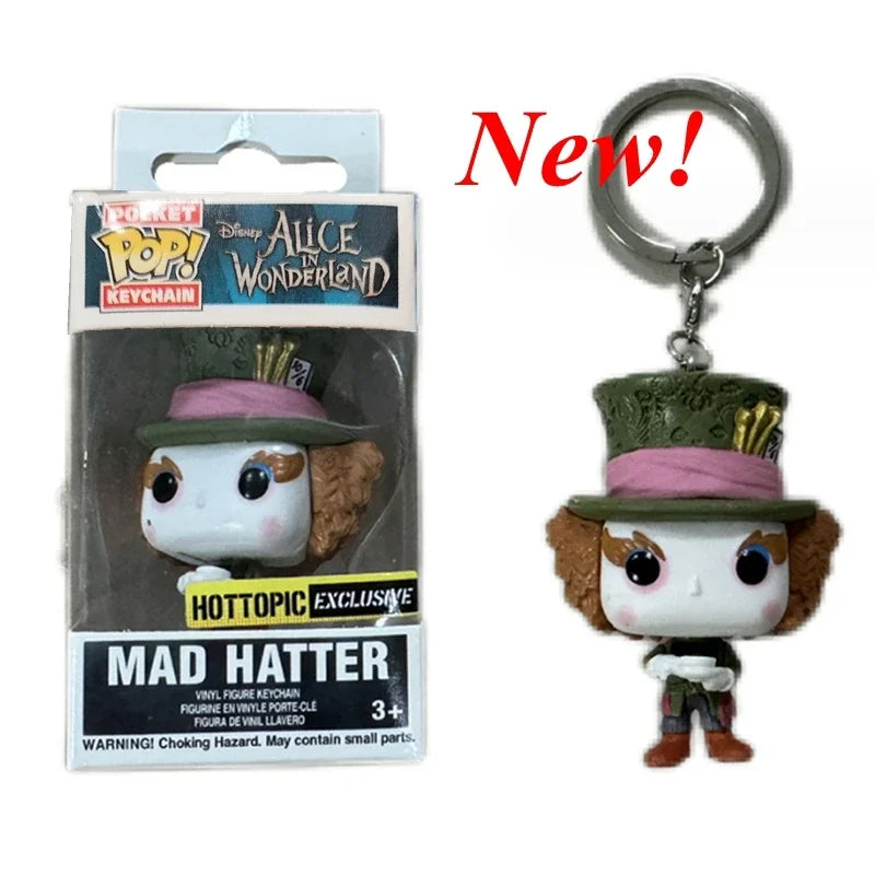 Neue FUNKO Schlüsselanhänger Disney Dämonin Prinzessin Bella Arielle Alice Anna Elsa Bell Jack Sally Stitch Actionfigur Spielzeug Ornamente