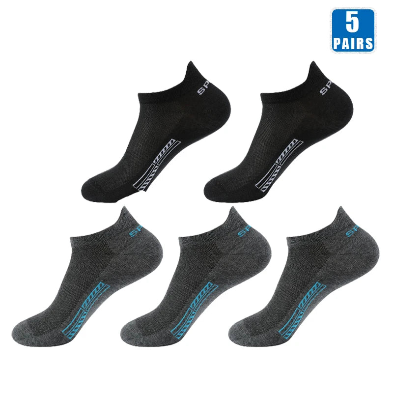 5 Paar kurze Baumwollsocken für Herren, hochwertige, tief geschnittene Crew-Socken für Damen, Knöchelsocken für Sport, atmungsaktives Mesh für den Sommer, lässige, weiche Herrensocken