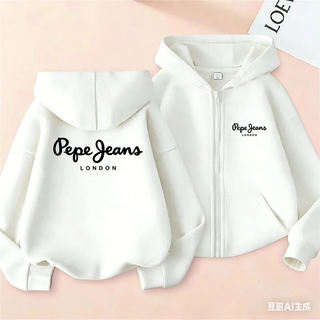 Fashion brand print Hoodies coat Children Zipper Tops Girl pink Boy black Kids Clothing Casual Spring Autumn Sweatshirts