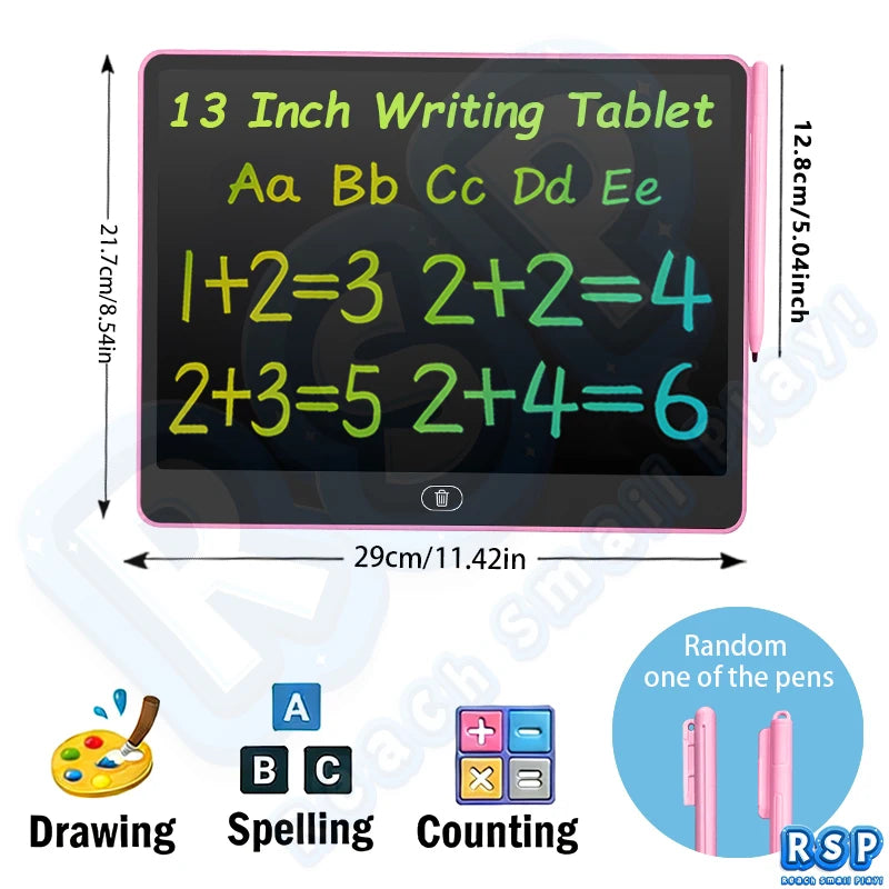 13/16 Zoll LCD Zeichentablett Schreibtafel Farbe Doodle Zähltafel Pädagogisches Spielzeug für 3-12 Jahre Kinder Geschenke