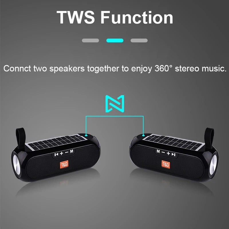 Solar Radio FM Outdoor Tragbarer Kabelloser Bluetooth-Lautsprecher Musik Soundbox Subwoofer Bass Aux PC TV Computer TV Hifi Stereo Mp3